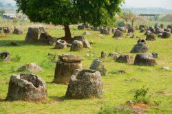 Travelling to Laos, view of Plain of Jars